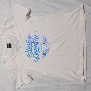 Harley Davidson Las Vegas Nevada White V Neck Graphic T Shirt Size L NWOT